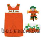 Lovely Scarecrow and pumpkins hand smocked longall