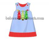 Christmas trees appliqued dress for baby girls - BB823